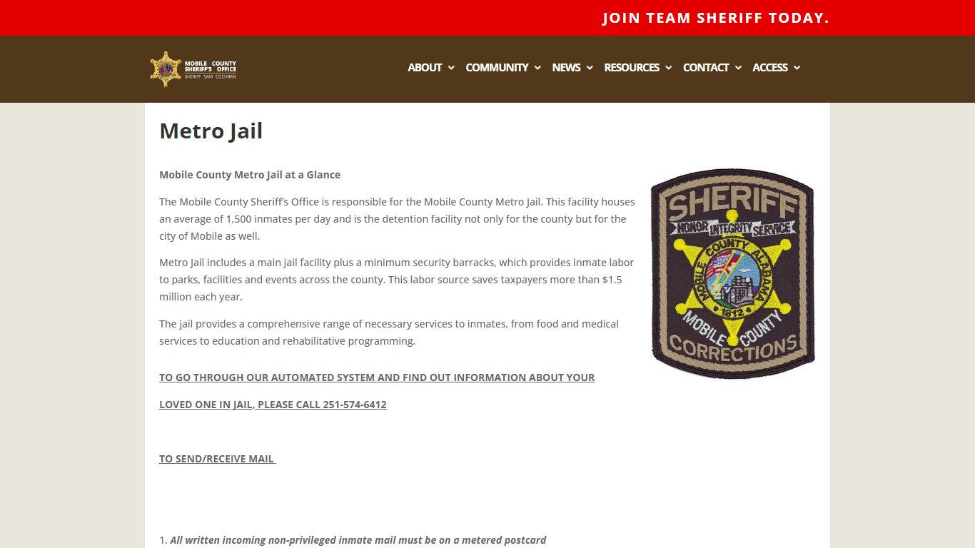 Metro Jail | Mobile County Sheriff's Office